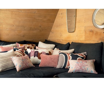 COUSSIN EN LIN SECRET STRIPE - GRÈS - 40cm x 55cm