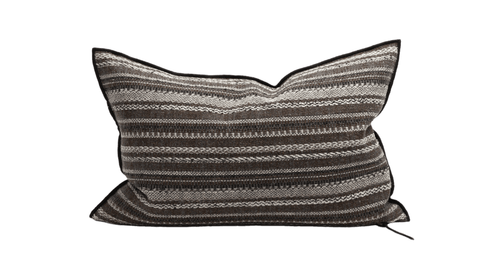 COUSSIN VICE VERSA BLACK LINE TOILE BIVOUAC RAYÉE - ÉCORCE - 2 DIMENSIONS