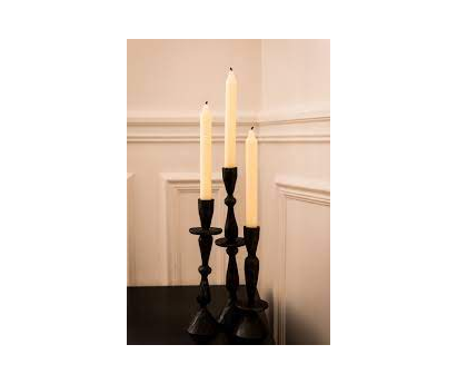 SET 3 BOUGEOIRS NOX EN FER MARTELÉ - NOIR