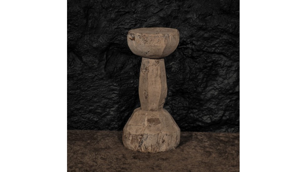 BOUGEOIR ANCIEN EN TECK BLANCHI - 29cm