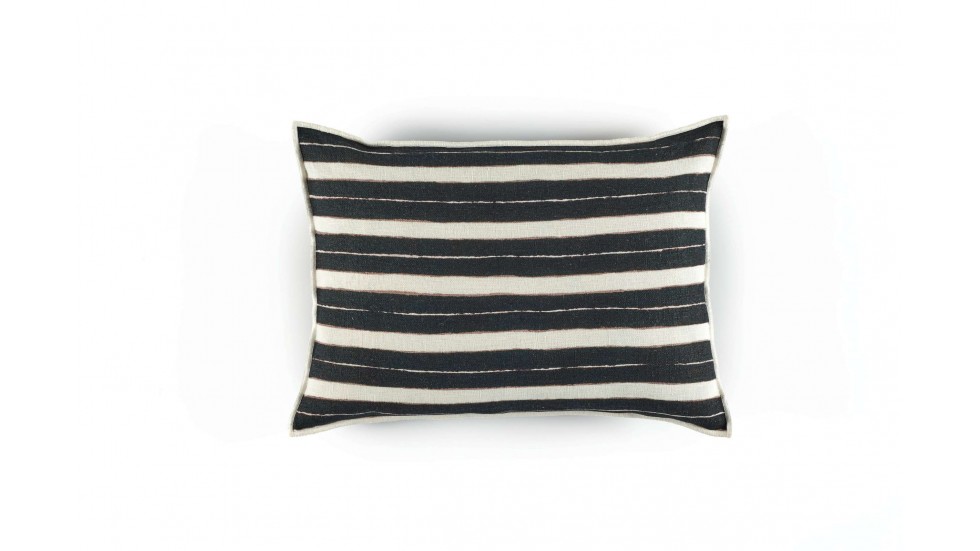 COUSSIN EN LIN SECRET STRIPE - BLACK - 40x55cm COUSSIN EN LIN SECRET STRIPE - BLACK - 40x55cm