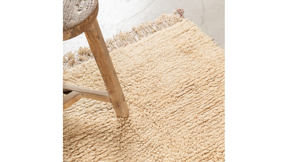 TAPIS BENI OUARAIN ANCIEN 100% LAINE NOUE MAIN - 110X280CM