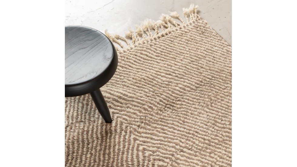 TAPIS BERBERE MRIRT 100% LAINE NOUE MAIN - 125X195CM