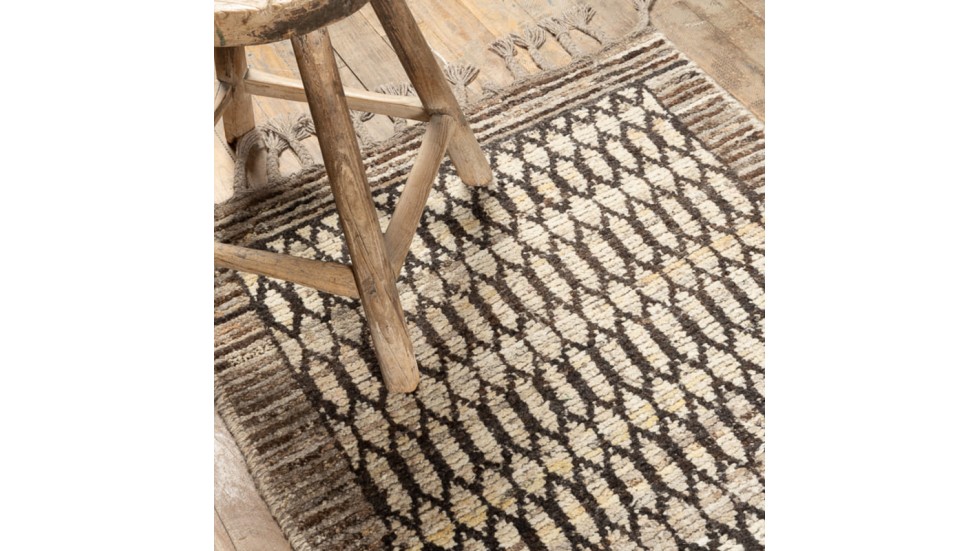 TAPIS DE PASSAGE AFGHAN 100% LAINE - 87X310CM