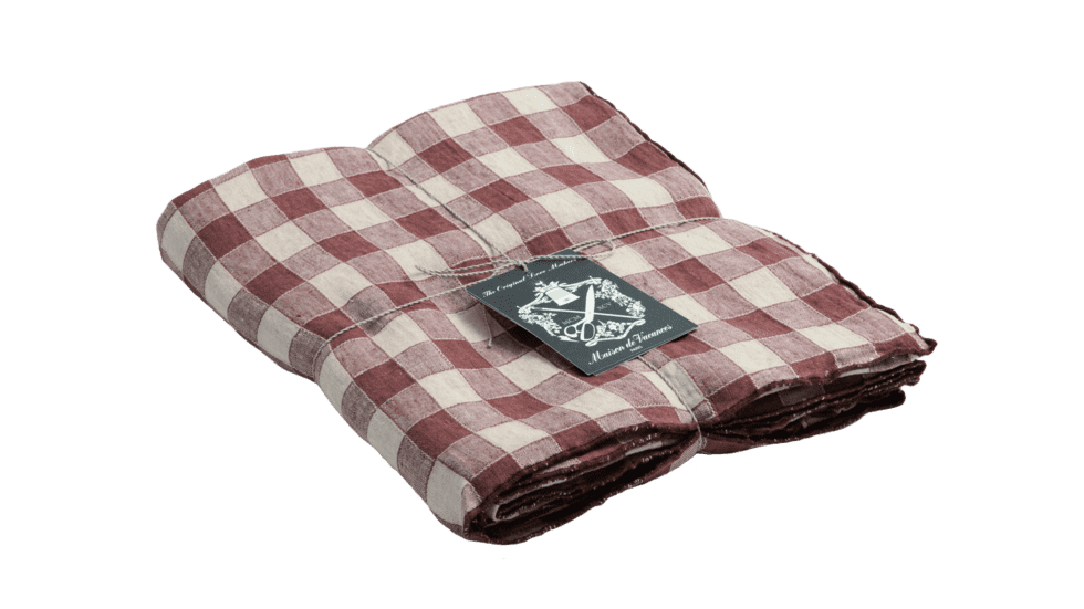 NAPPE TOILE VINTAGE VICHY EN LIN - LITCHI - 3 DIMENSIONS