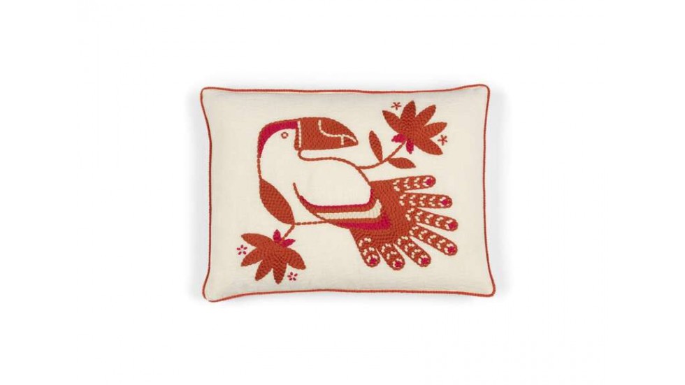 COUSSIN CRISTOBAL EN LIN BRODÉ - 40X55CM - GRENADINE COUSSIN CRISTOBAL EN LIN BRODÉ - 40X55CM - GRENADINE