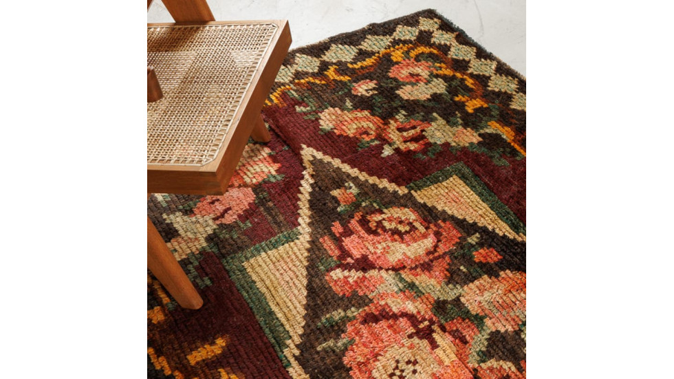 TAPIS KILIM MOLDAVE ANCIEN 100% LAINE NOUÉE MAIN - 136X192CM