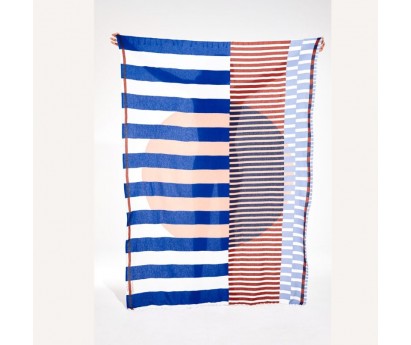 DRAP DE PLAGE SOL  100% COTON - BLEU 303