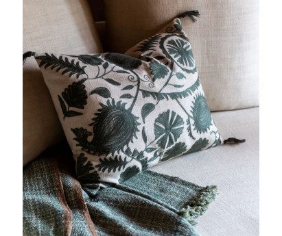 Coussin ANOR - 40cm x 55cm - 100% COTON - CYPRES - CARAVANE