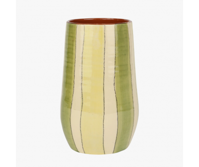 Vase AMALFI, H27cm, TERRE CUITE, OLIVE et CITRON caravane