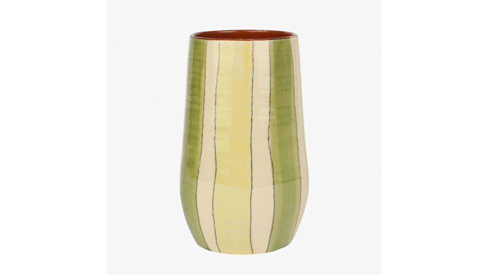 Vase AMALFI, H27cm, TERRE CUITE, OLIVE et CITRON caravane