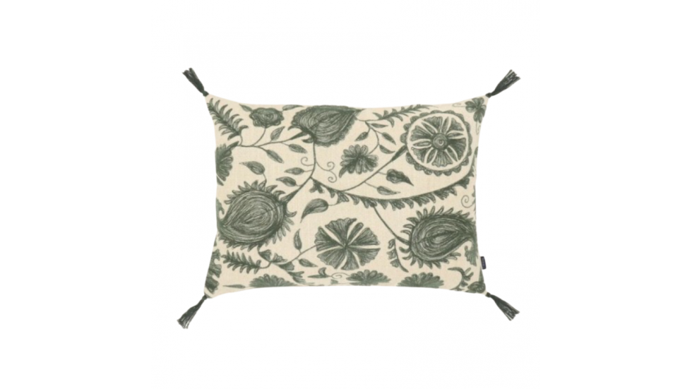 Coussin ANOR - 40cm x 55cm - 100% COTON - CYPRES - CARAVANE