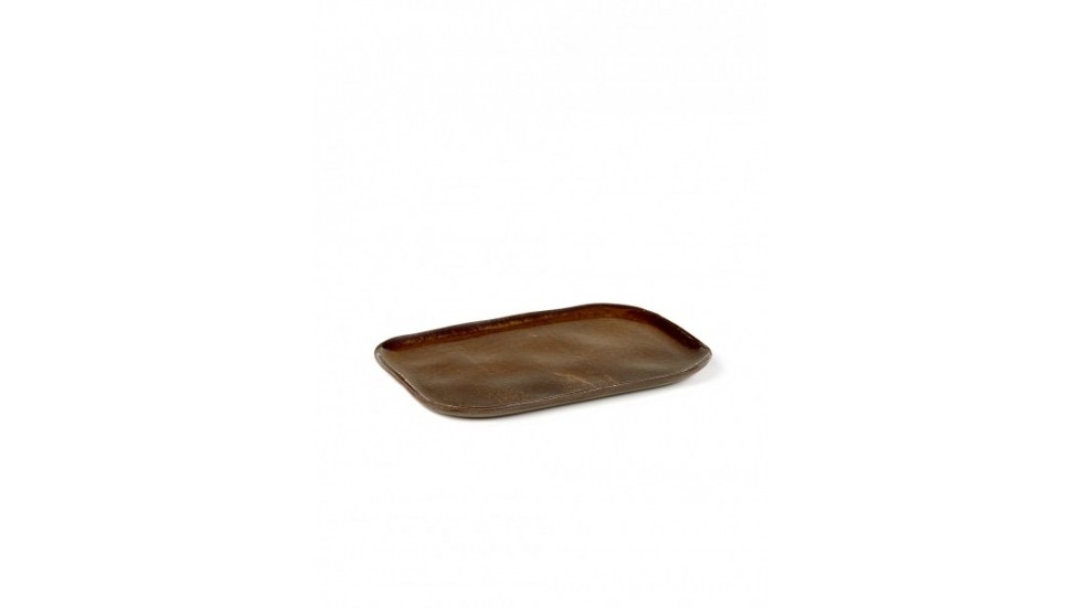 ASSIETTE RECTANGULAIRE MERCI N°1 XL-OCRE- 23x15 cm