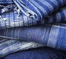 PLAID HOM | 100% COTON TISSE MAIN | 180cm x 180cm | INDIGO 3*