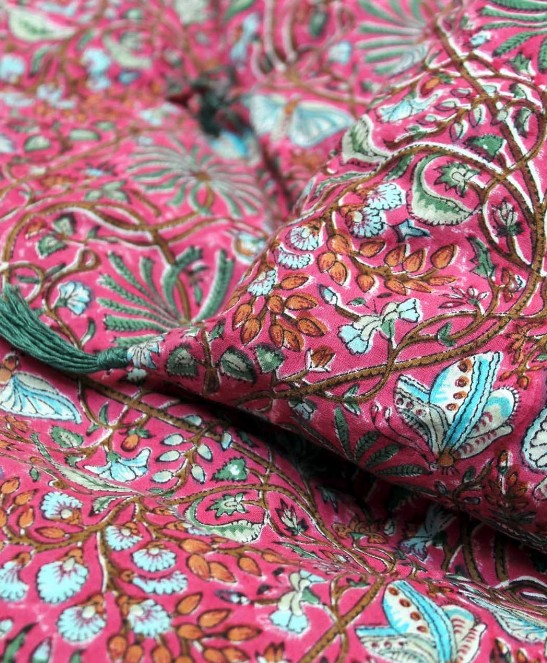Courtepointe Papilio - 110cm x 180cm - Framboise