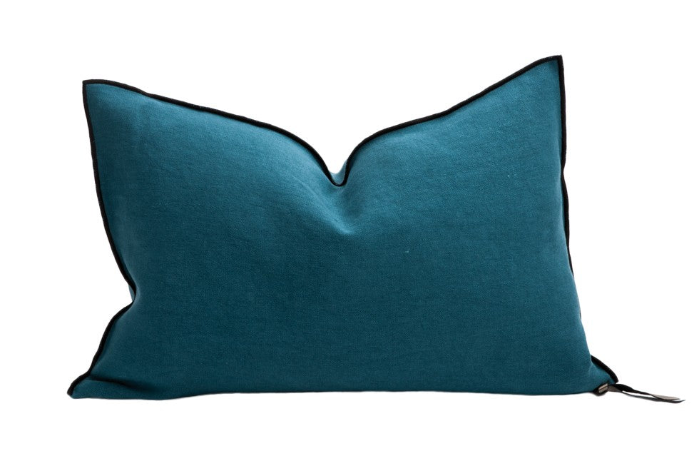 Coussin - Vice Versa Black Line - Lin Stone Washed - Paon - 40 x 60 cm