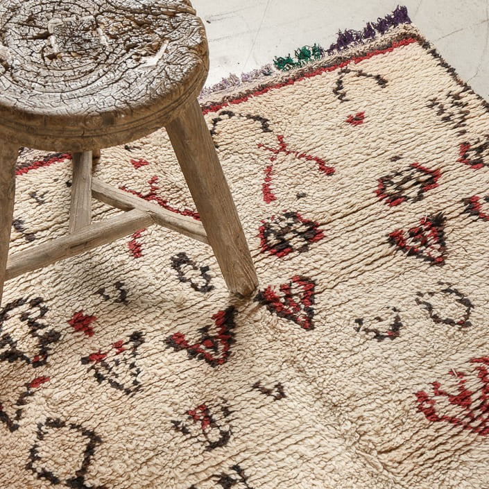 Tapis BERBERE ANCIEN AZILAL - 100% laine noué main - 135 x 270 cm