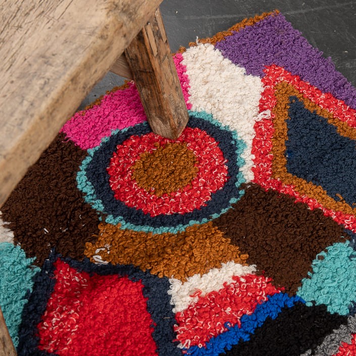 Tapis ZENDACK  - laine et coton noué main - 44 x 77 cm