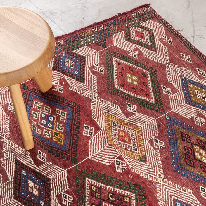Tapis KILIM KARAPINAR - 100% laine noué main - 119 x 154 cm