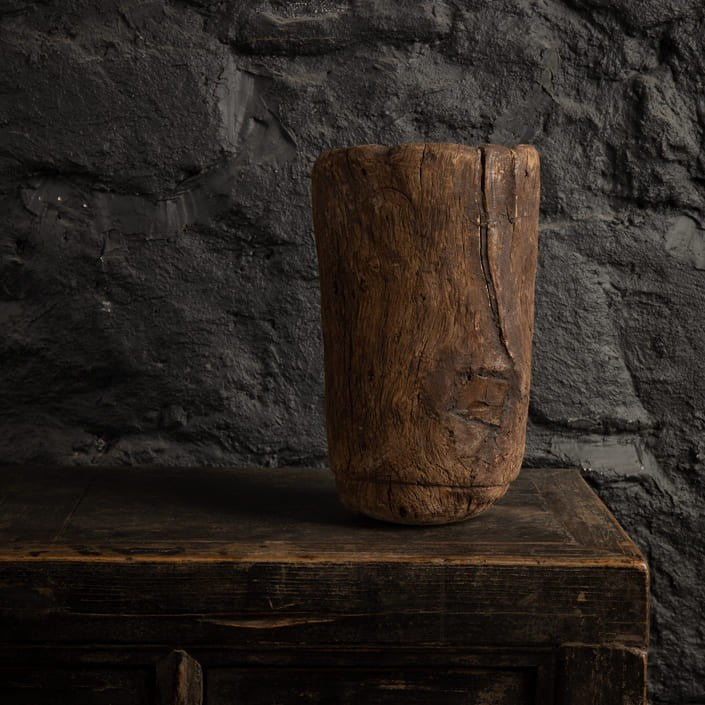COUPE ANCIENNE - BOIS EXOTIQUE ANCIEN - MAURITANIE - Ø20cm x H 33cm