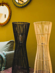 LAMPE A POSER HALO | ROTIN | 25cm x H71cm | E27 | NOIR