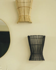 APPLIQUE HALO | ROTIN | 20cm x 13cm x H28cm | E27 | NOIR