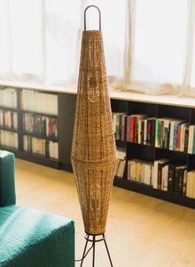 LAMPADAIRE NAASHA | ROTIN ET ACIER BRUT | H155cm | E27 | NATUREL