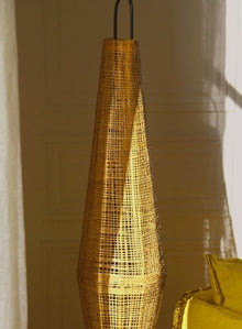 LAMPADAIRE NAASHA | ROTIN ET ACIER BRUT | H155cm | E27 | NATUREL