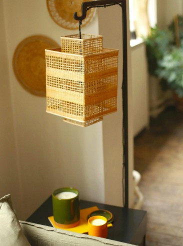 LAMPADAIRE ION | H150cm | E27 | ABAT JOUR EN BAMBOU PIED METAL
