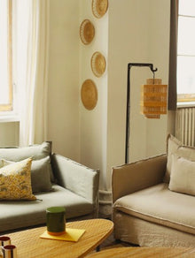 LAMPADAIRE ION | H150cm | E27 | ABAT JOUR EN BAMBOU PIED METAL
