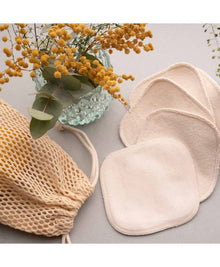 KIT 5 LINGETTES DEMAQUILLANTES+FILET  EN COTON BIOLOGIQUE| 0015K