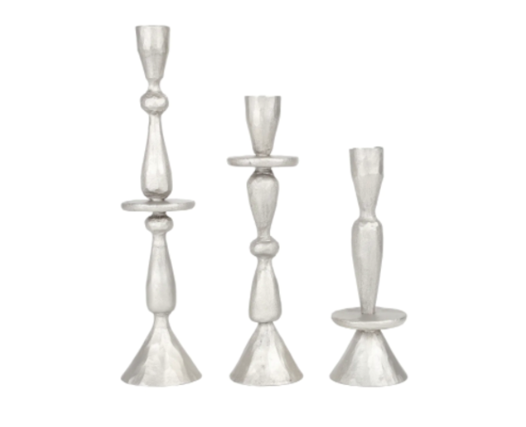 Set de 3 bougeoirs Jya en fer martelé - H19cm, H22cm & H29cm