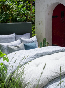 COURTEPOINTE MELI | 110cm x 180cm | 100% COTON INTERIEUR MICROFIBRE | CARREAUX CHARCOAL