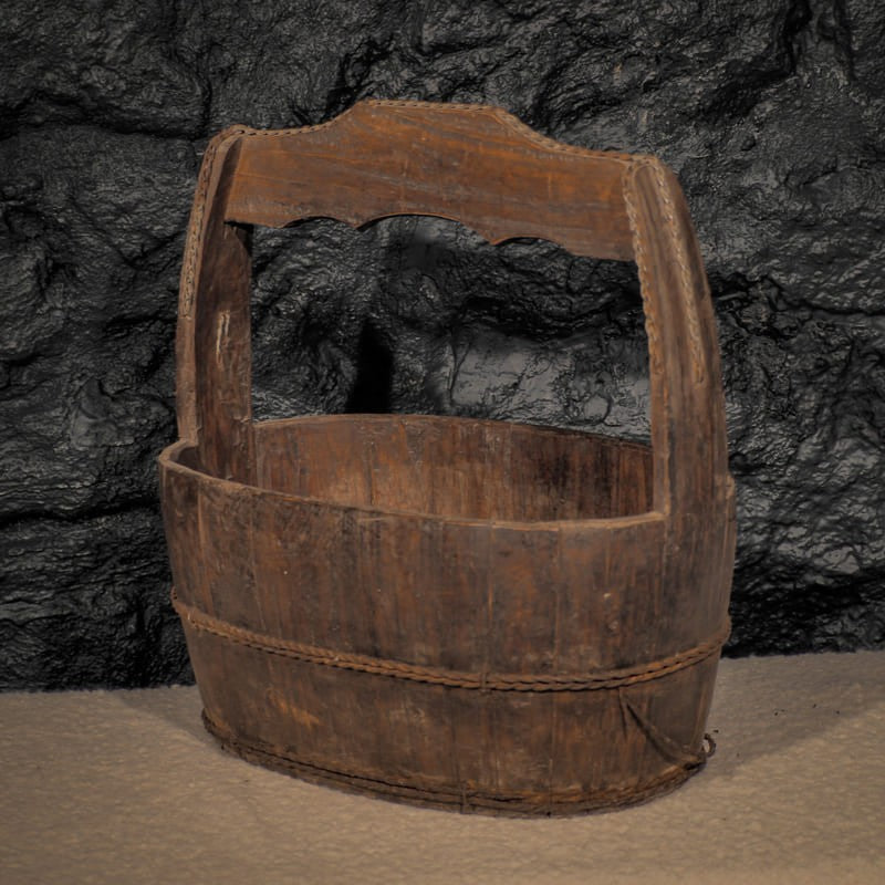 Panier ovale en bois foncé - Pièce ancienne - Chine