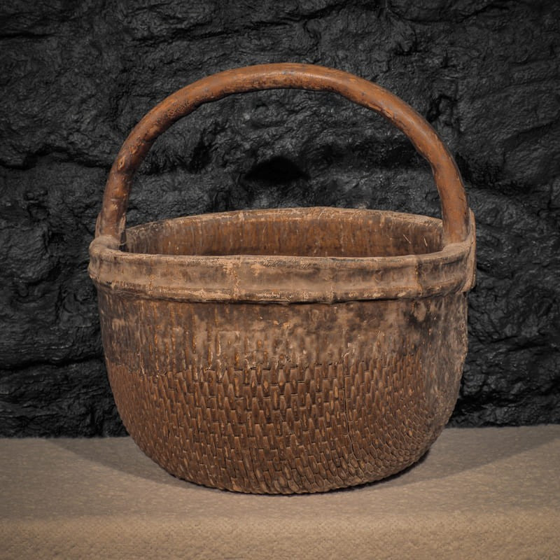 Panier rond avec anse - Rotin tresse - Chine