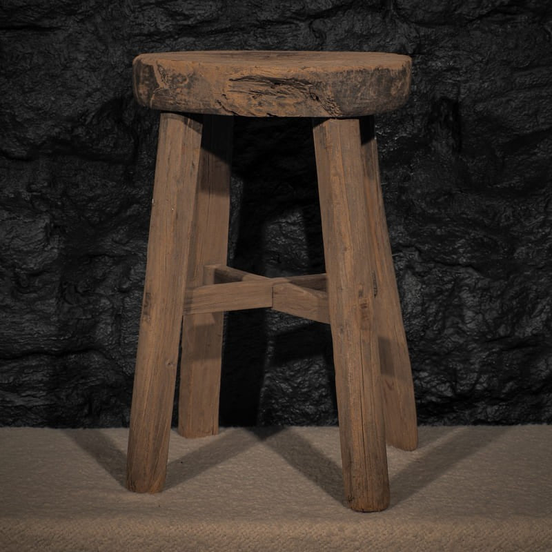 Tabouret rond - Orme ancien