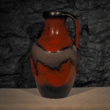CERAMIQUE VINTAGE | PIECE UNIQUE ANCIENNE | VASE NOIR ROUGE | Ø16cm x H57cm