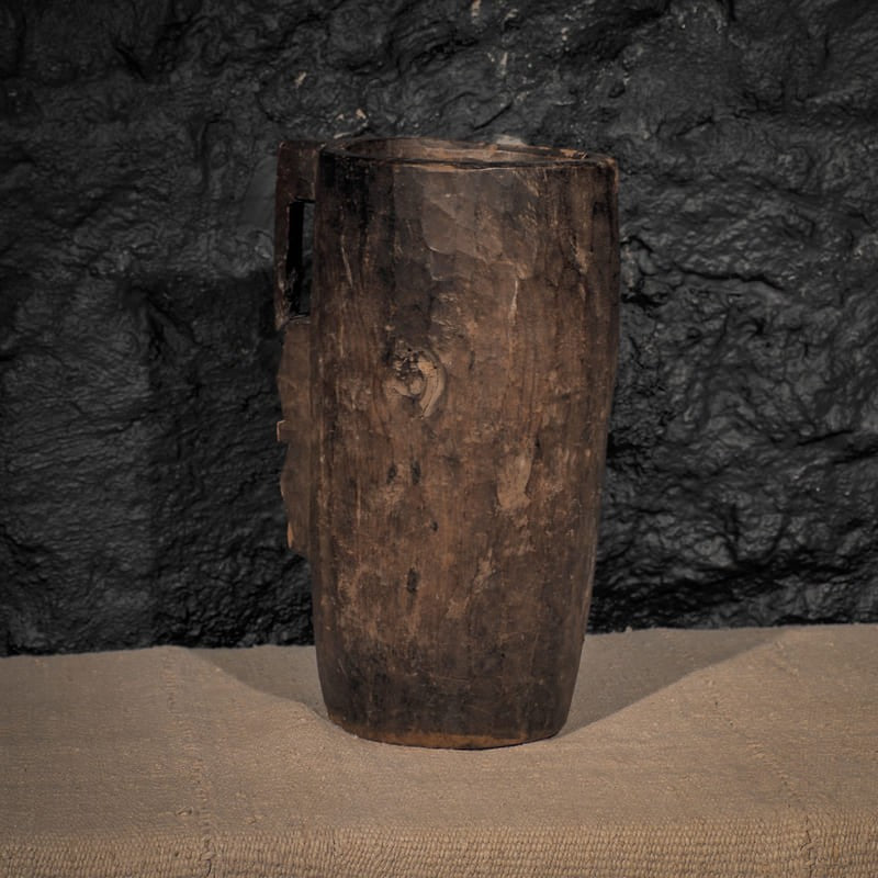 COUPE ANCIENNE EN BOIS EXOTIQUE MASSIF - MAURITANIE - Ø15cm x H 34cm