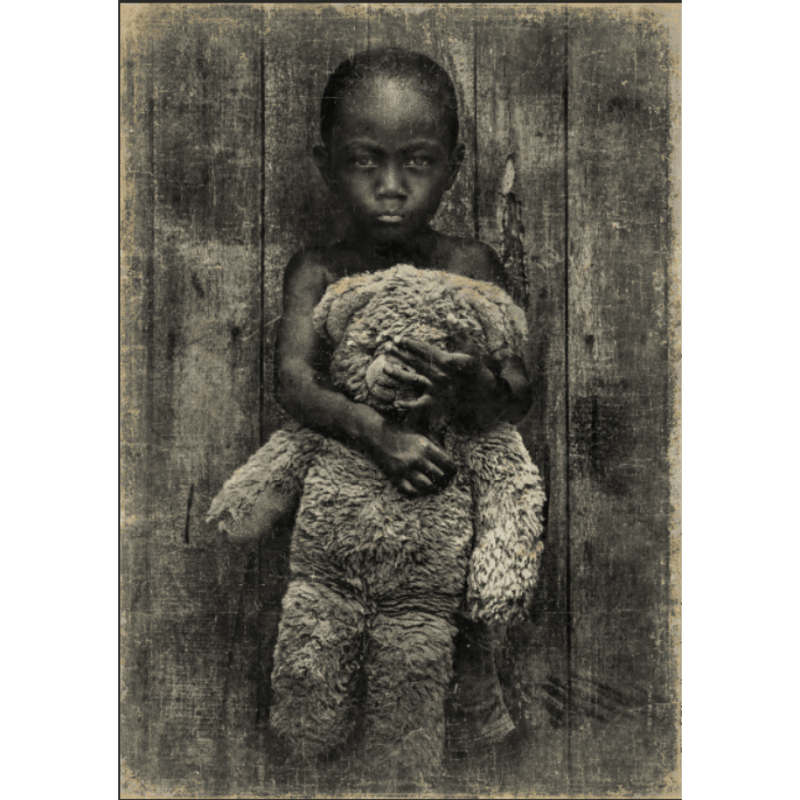 Affiche collaboration Serge Anton -  120 cm x 180 cm - Enfant au nounours