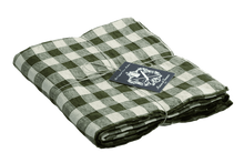 Nappe, Toile VINTAGE VICHY, 100% LIN, 170cm x 170cm, BLEU DE DELFT