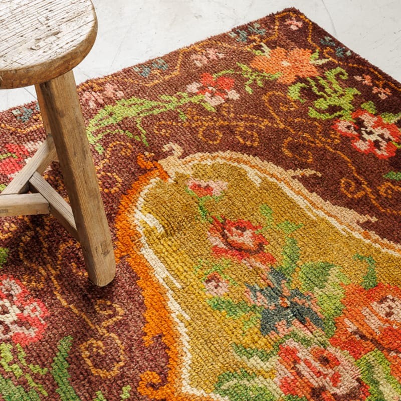 Tapis Moldave ancien point noué coupé - 100% laine nouée main - 145cm x 201cm