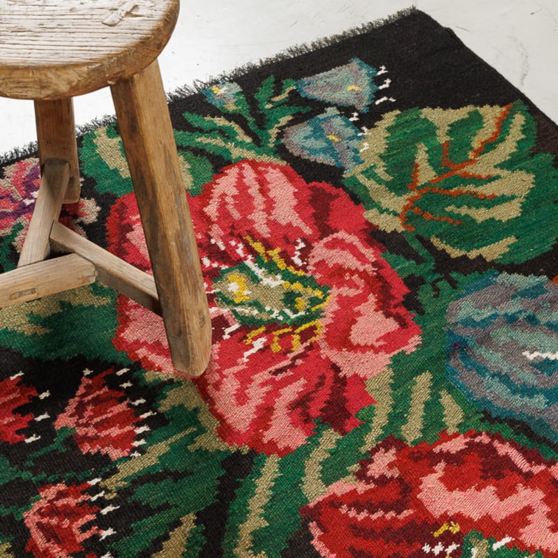 Tapis Killim Moldave - 100% laine nouée main - 122cm x 134cm