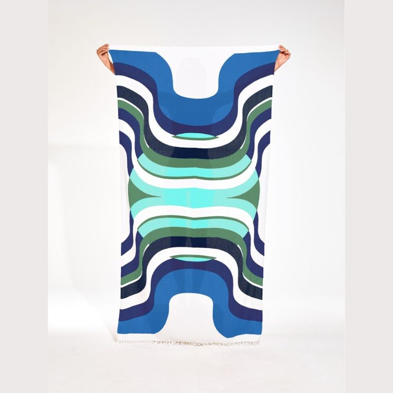 DRAP DE PLAGE HALO | 100% COTON |BLEU 304