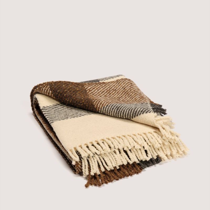 Plaid VENETO, 140cm x 180cm, MERINOS, OFF WHITE BROWN