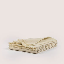Plaid HERA, 140cm x 180cm, LAINE ET SOIE, OFF WHITE