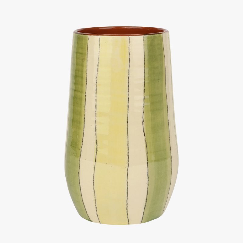 Vase AMALFI, H27cm, TERRE CUITE, OLIVE et CITRON