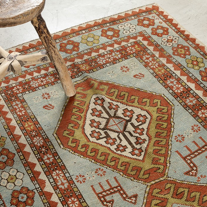 Tapis VINTAGE ancien - 100% laine noué main - 117cm x 217cm