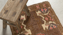Tapis VINTAGE ancien, 46cm x 91cm, 100% laine noué main, petit format YASTIK