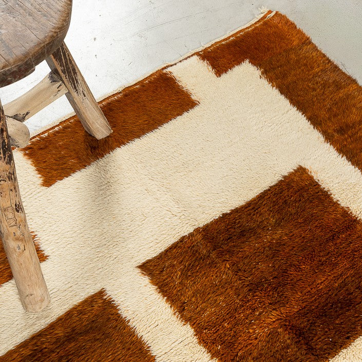 Tapis BERBERE CONTEMPORAIN MRIRT - 100% laine noué main -  100cm x 110cm
