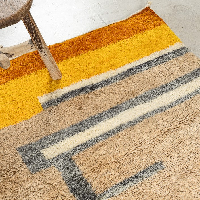 Tapis BERBERE CONTEMPORAIN MRIRT - 100% laine noué main -  110cm x 120cm